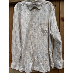 Jhane Barnes XXL Mens Striped Button Down Shirt Abstract Pattern
